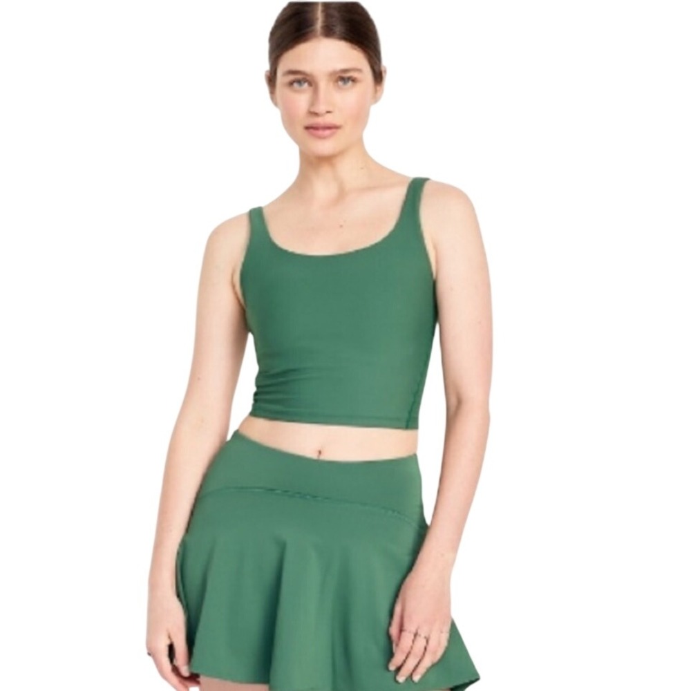 Old Navy Active Light Support PowerSoft Longline Sports Bra Green Essence XL
